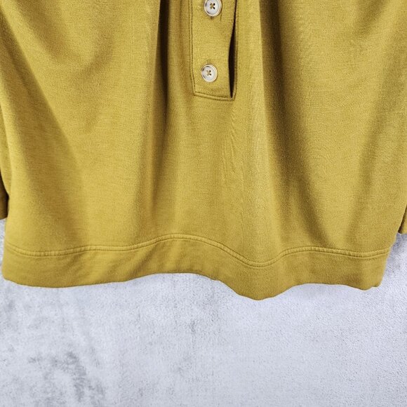 Womens Yellow Lou & Grey Signature Soft Henley Sweatshirt Button Up Size M - Picture 3 of 10